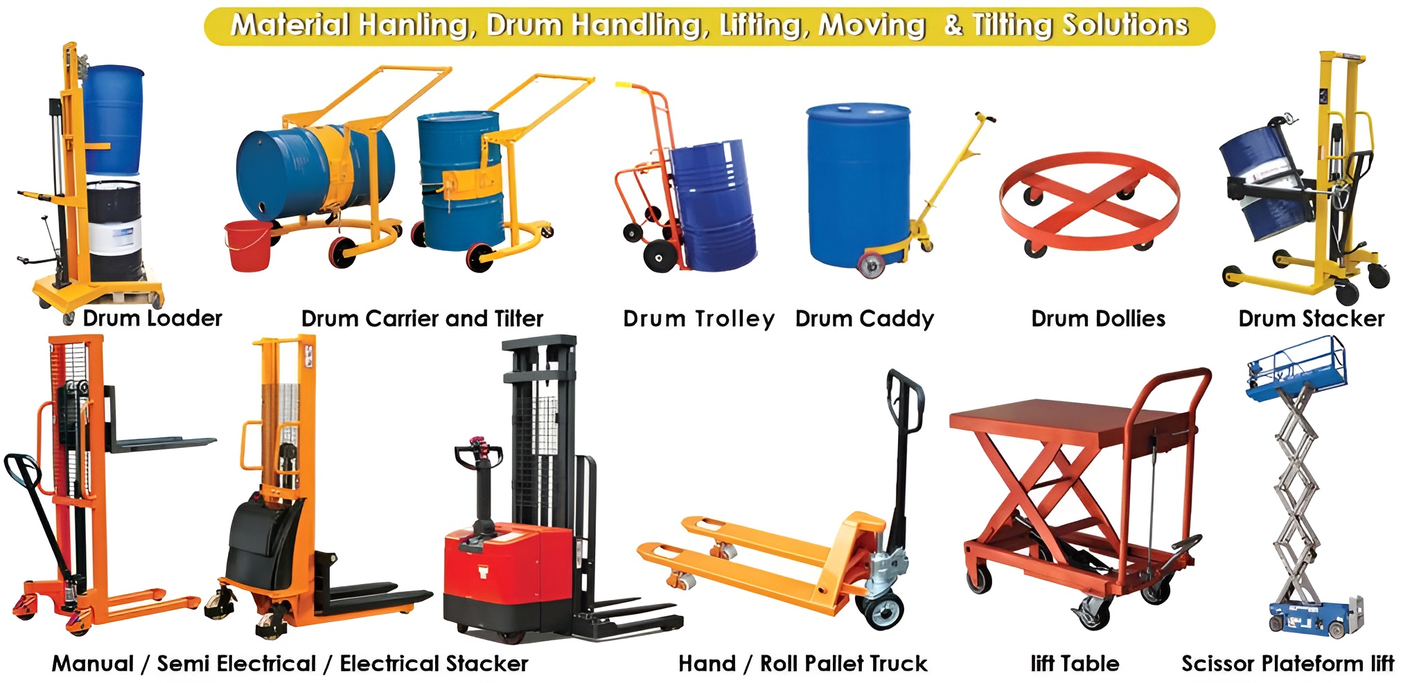 Entuff material handling equipment including platform trolley, hydraulic stacker and drum trolley in Bhiwadi